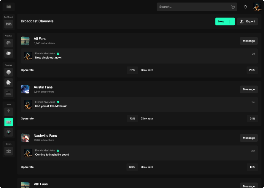 Sygnaal Broadcast Messaging dashboard preview